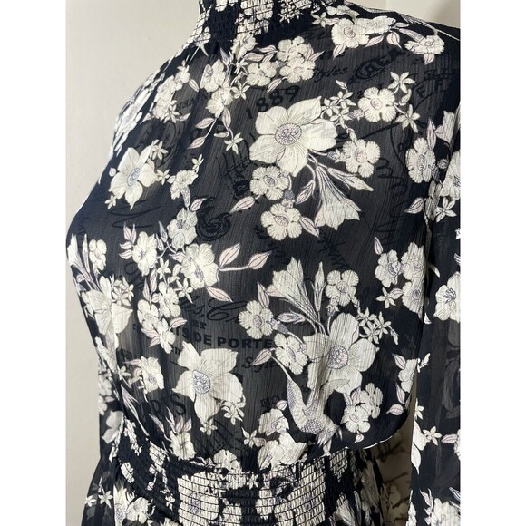 Lost + Wander Women Dress Size Small Floral Prairie Sheer Mock Neck Long Sleeve - Picture 7 of 10